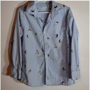 Mayoral Boys Baseball Print Button Down Shirt Size 6 Slim Fit Cotton